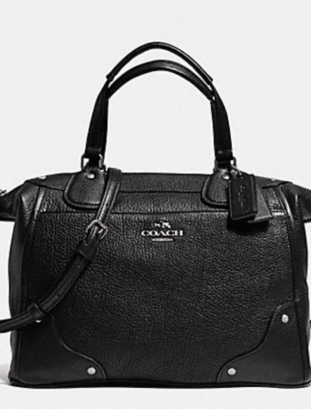 Coach Mickie Pebbled Leather Satchel with Detachable Strap